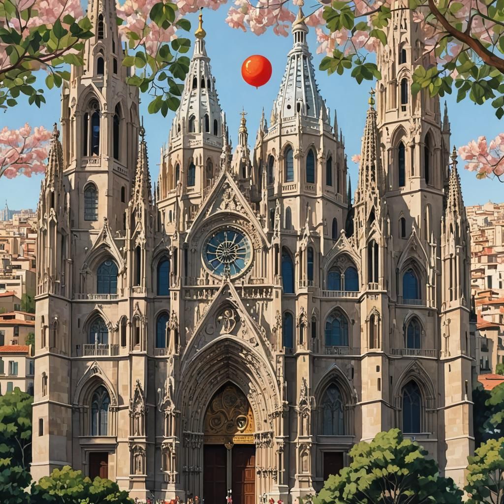 Temple of the Sacred Heart: Gouache Painting