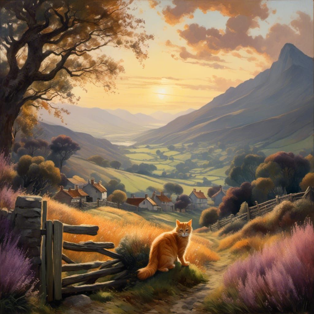 Scottish redhead cat, in conifer forest <lora:Varleyish:1.0>