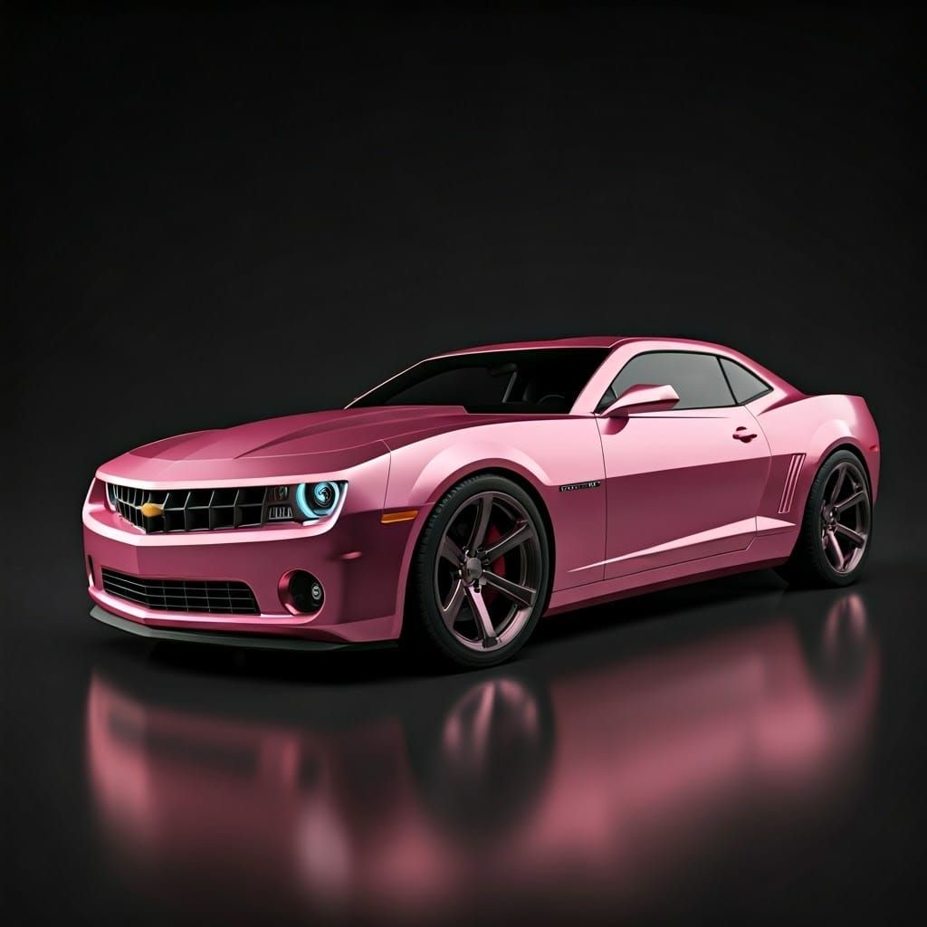 Pink Metallic Chevrolet Camaro in Futuristic Style