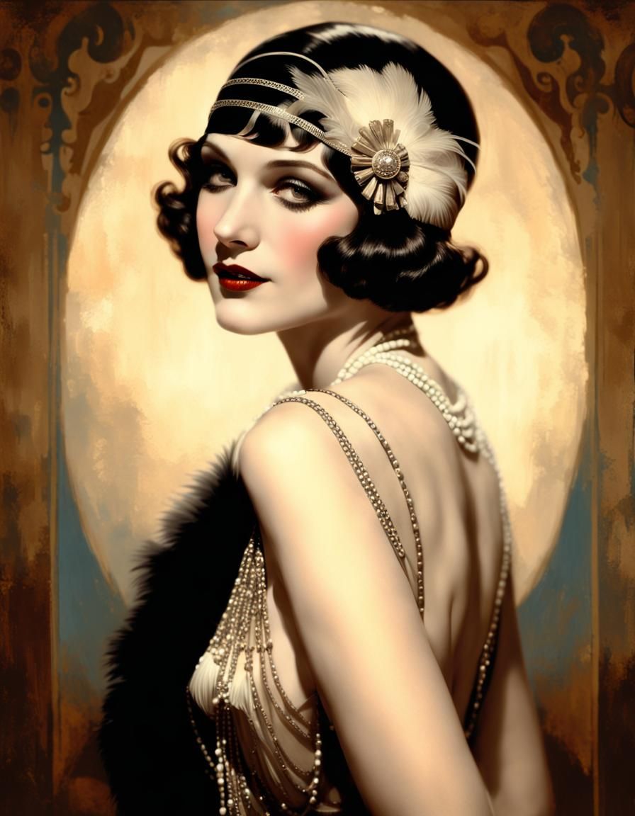 Brunette Flapper in Rolf Armstrong Style