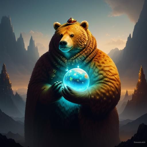 Surreal Teddy Bear Giraffe in Dream Landscape