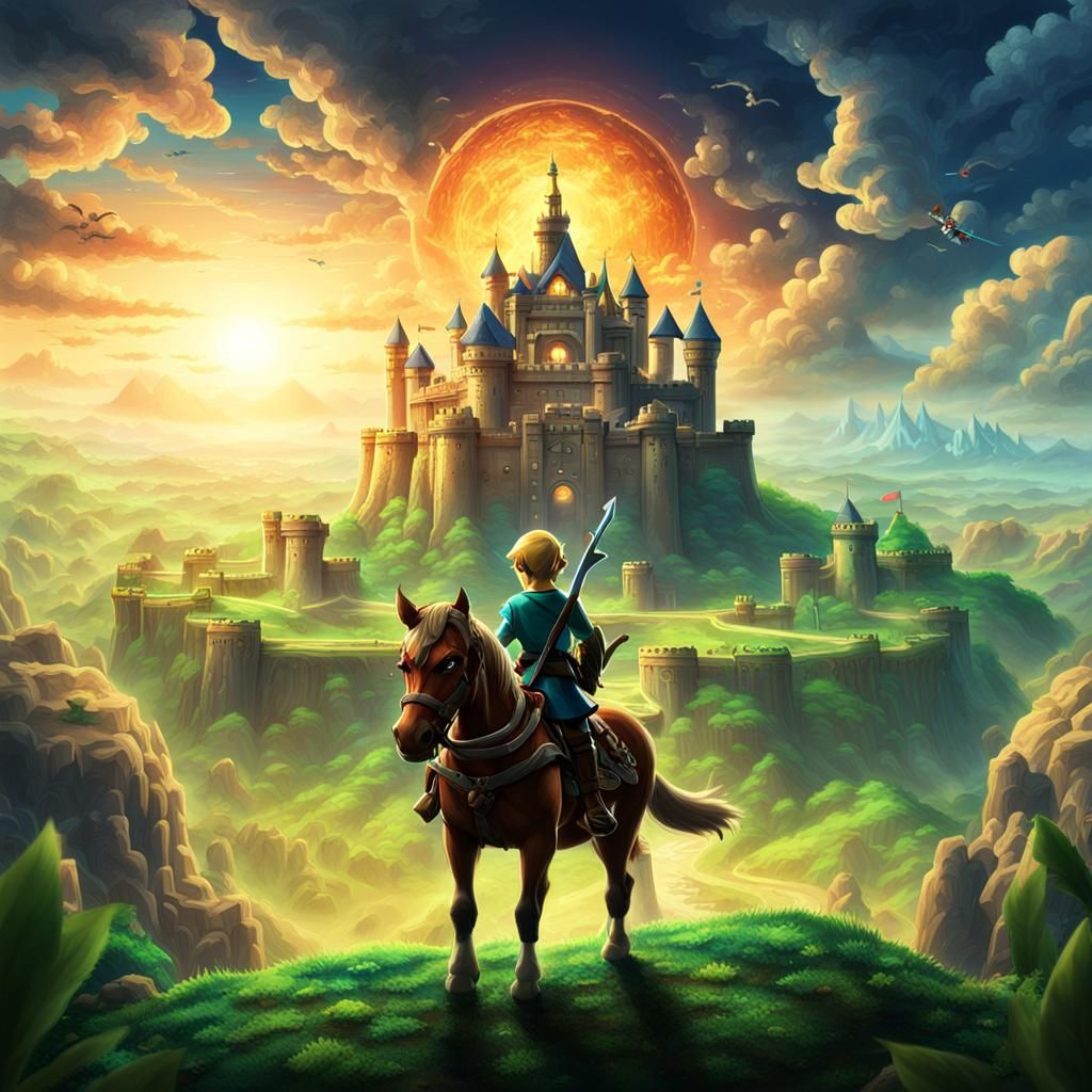 Link vs Monster in Legend of Zelda, Hyperrealistic