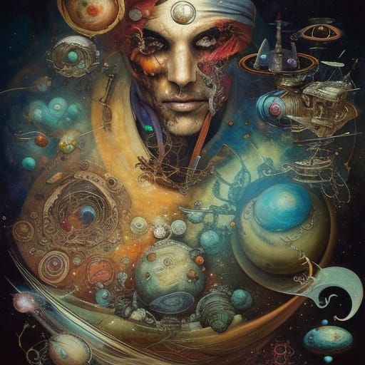 Cosmic Pirate Treasure Map in Space Galaxy