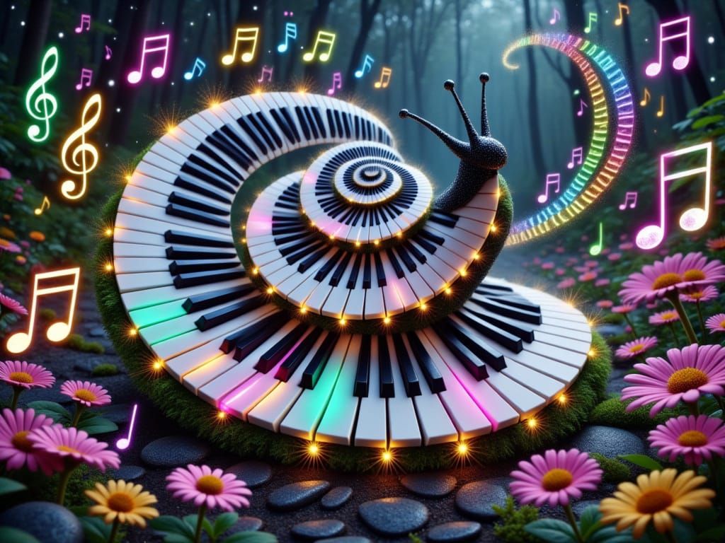 Stunning Fantasy Snail Made from Piano Keys