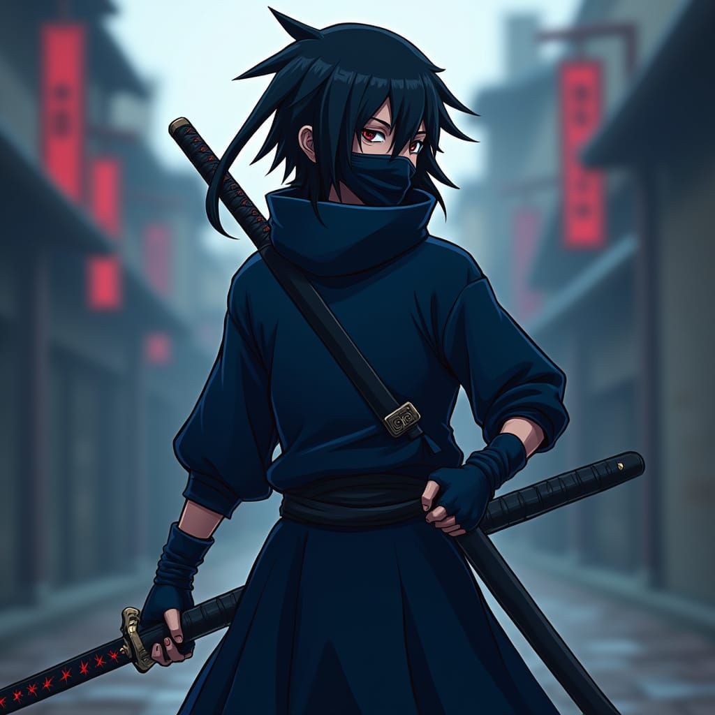 Ninja Figure in Naruto Style with Sword