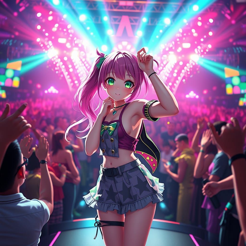 Anime Girl Concert Performance in 3D