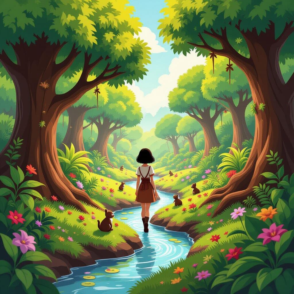 Chocolate Fantasy Forest Adventure in Anime Style
