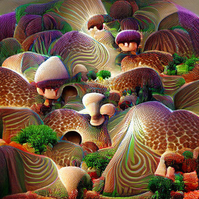 Psychedelic Mushroom Fractal Landscape