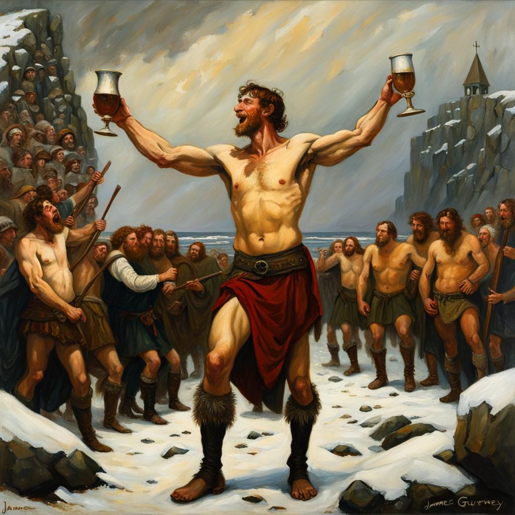 Medieval Man's Shirtless Yule Celebration: Gurney Style