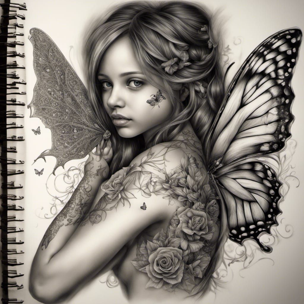 Butterfly Tattoo Design: Book Transforming into Butterfly