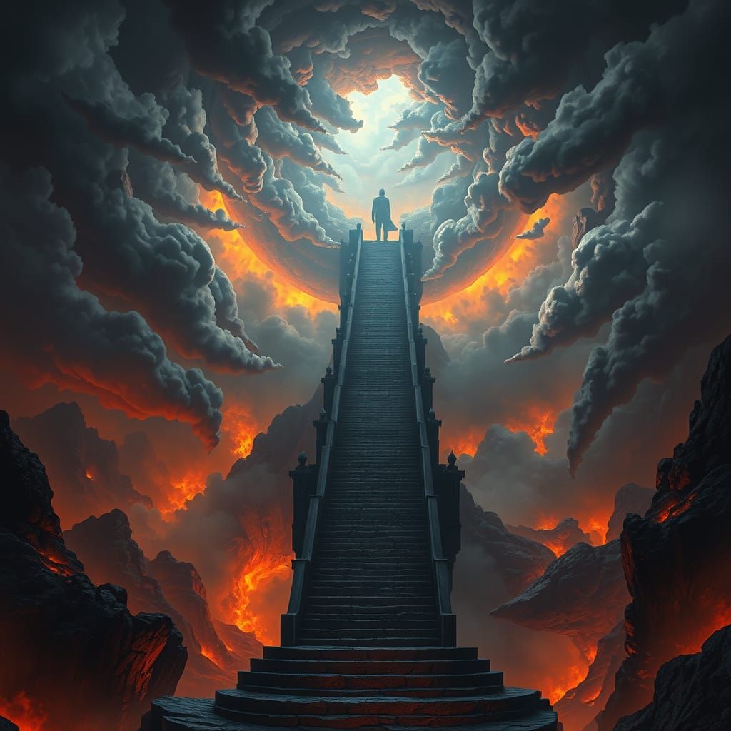 Majestic Underworld Staircase in Dark Fantasy Style