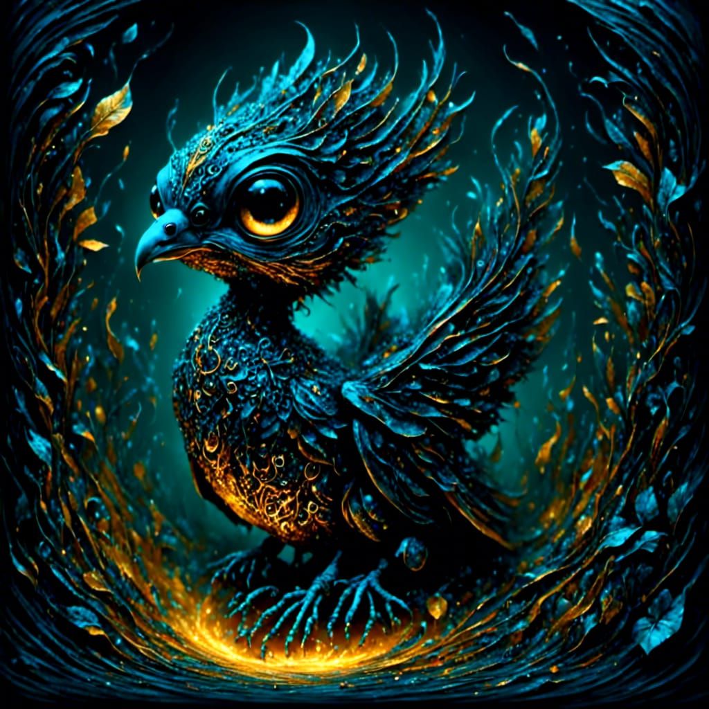 Cute Creepy Bird Trapped in a Box