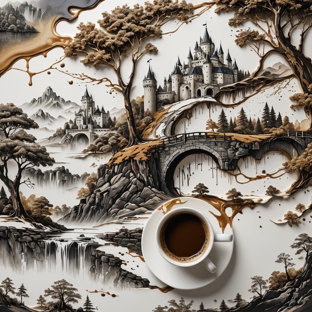 Coffee Spill Landscape: A Matte Painting Masterpiece