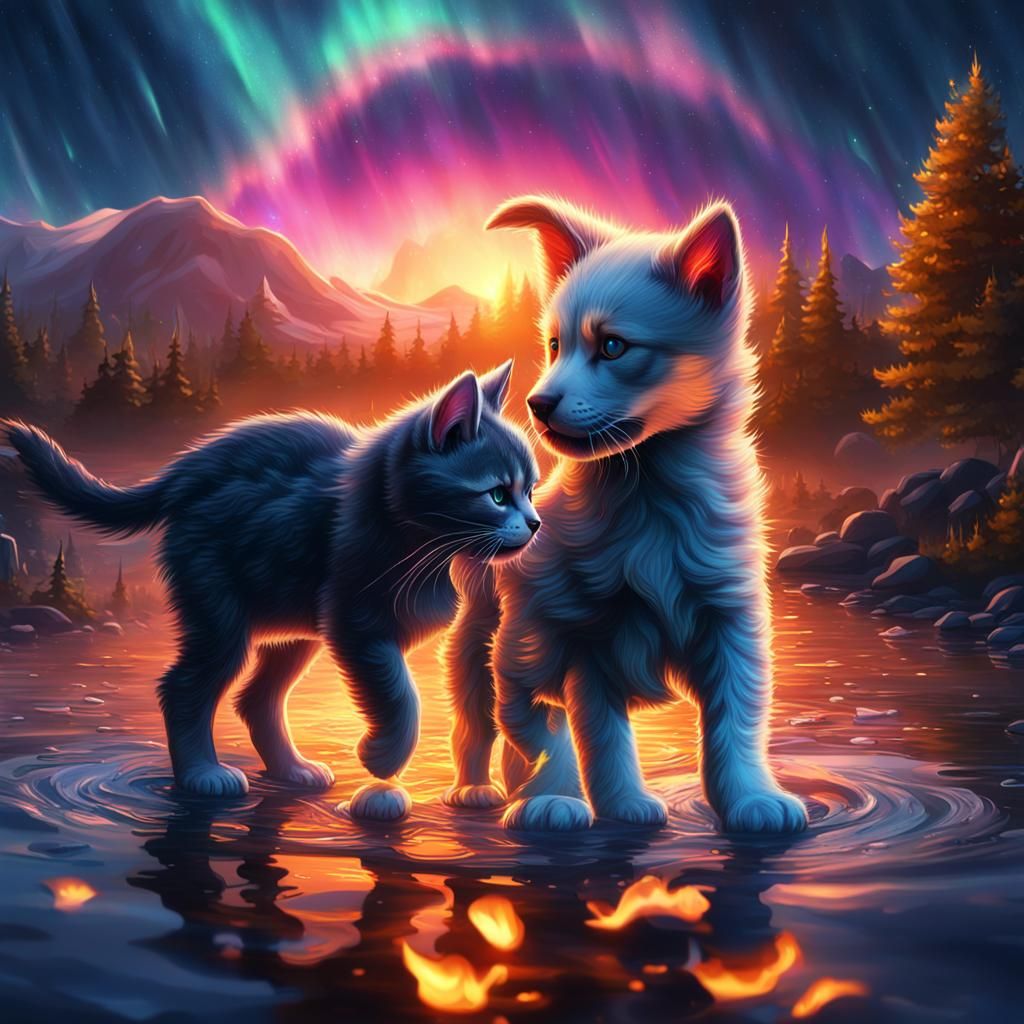 Puppy and Kitten's River Journey
