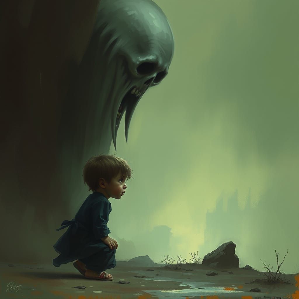 Ethereal Horror Scene in a Darkened Atmosphere