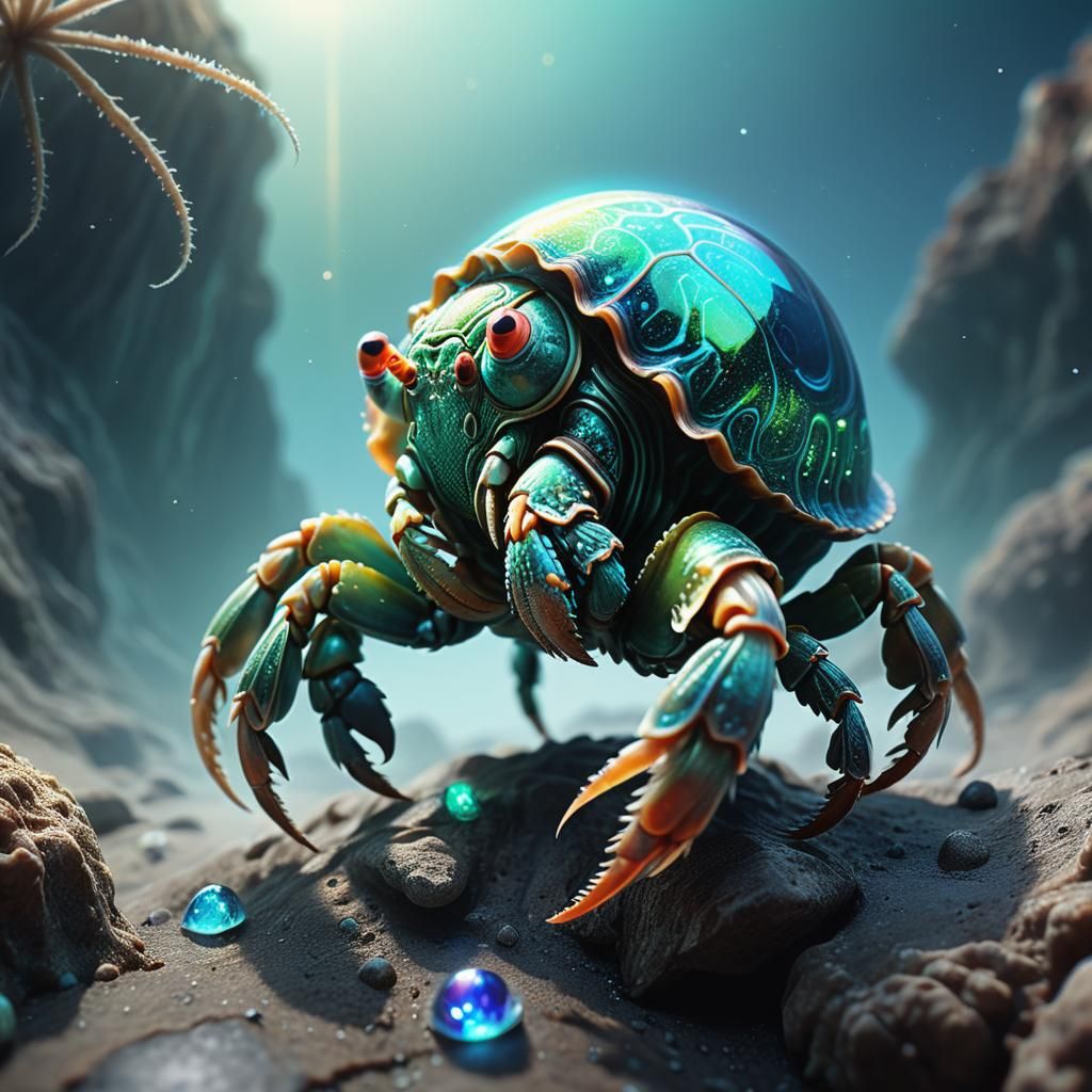 Bioluminescent Alien Creature on Exoplanet, Digital Art