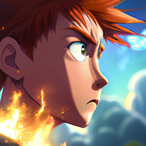 Middle Eastern Fire Superhero in Anime Style