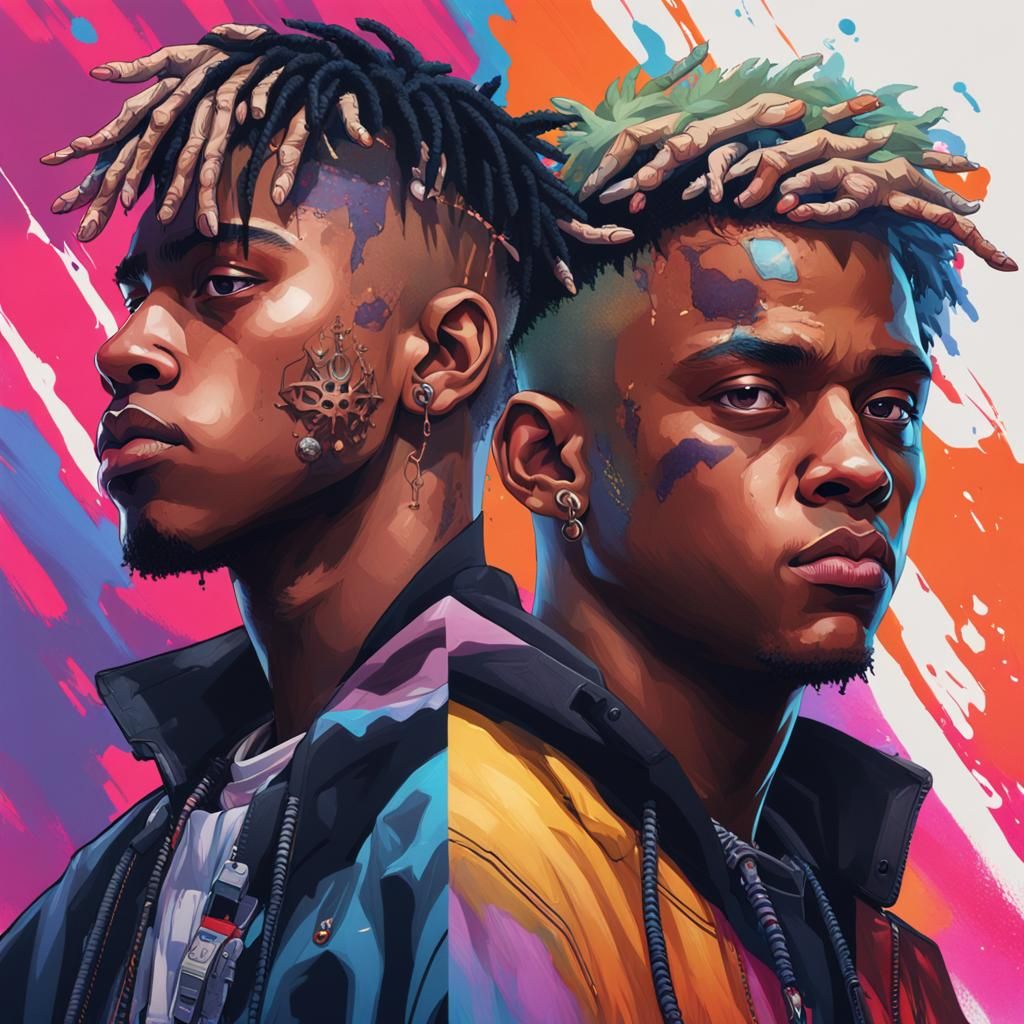 Hyperdetailed Portrait of JuiceWRLD and XXXTentacion