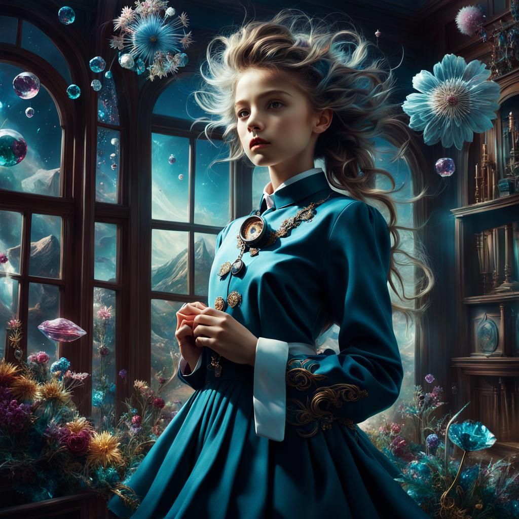 Surreal Woman's Dreamscape: Intricate Concept Art