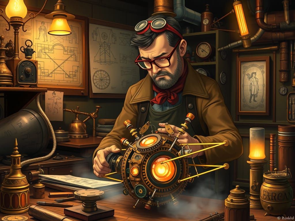 Steampunk Inventor Crafts Fantastical Steam-Powered Machine
