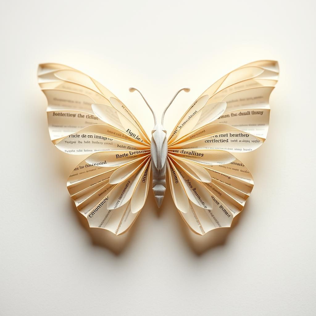 Intricate Origami Butterfly with Book Page Wings