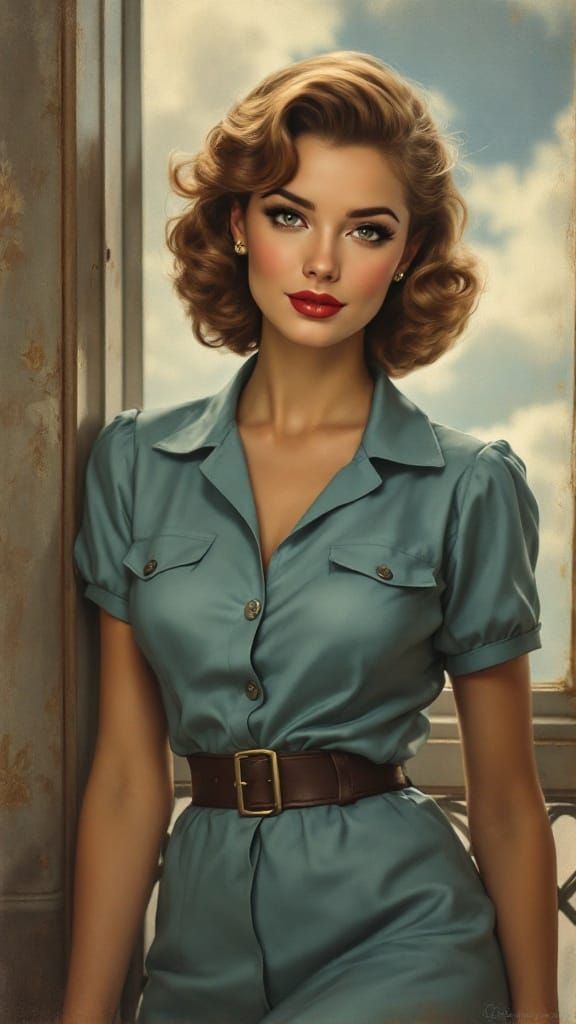Classic Pin-Up Beauty in Renaissance Harmony