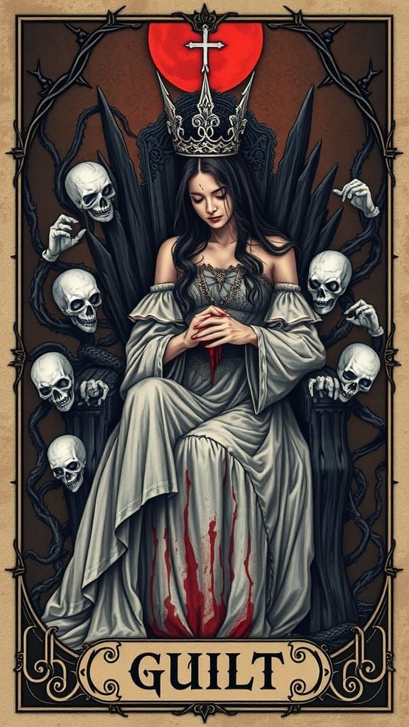 Tormented Queen: Dark Fantasy Tarot Card