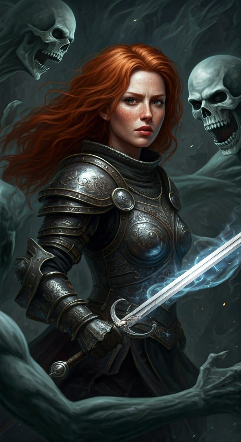 Hyperdetailed Warrior Battles Ghostly Foes