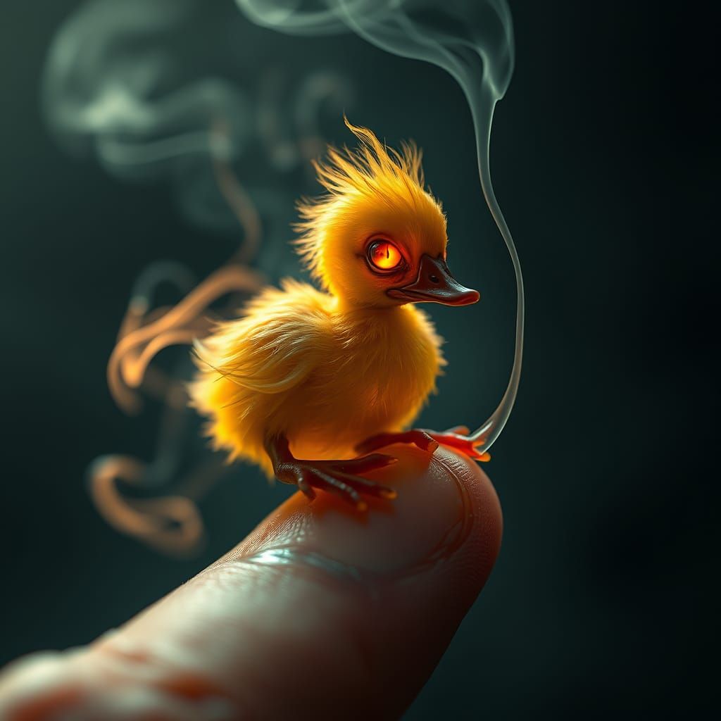 Zombie Duckling: Dark Fantasy Macro Illustration