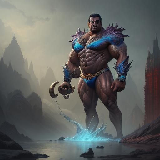 World's Largest Bodybuilder: Detailed Matte Painting