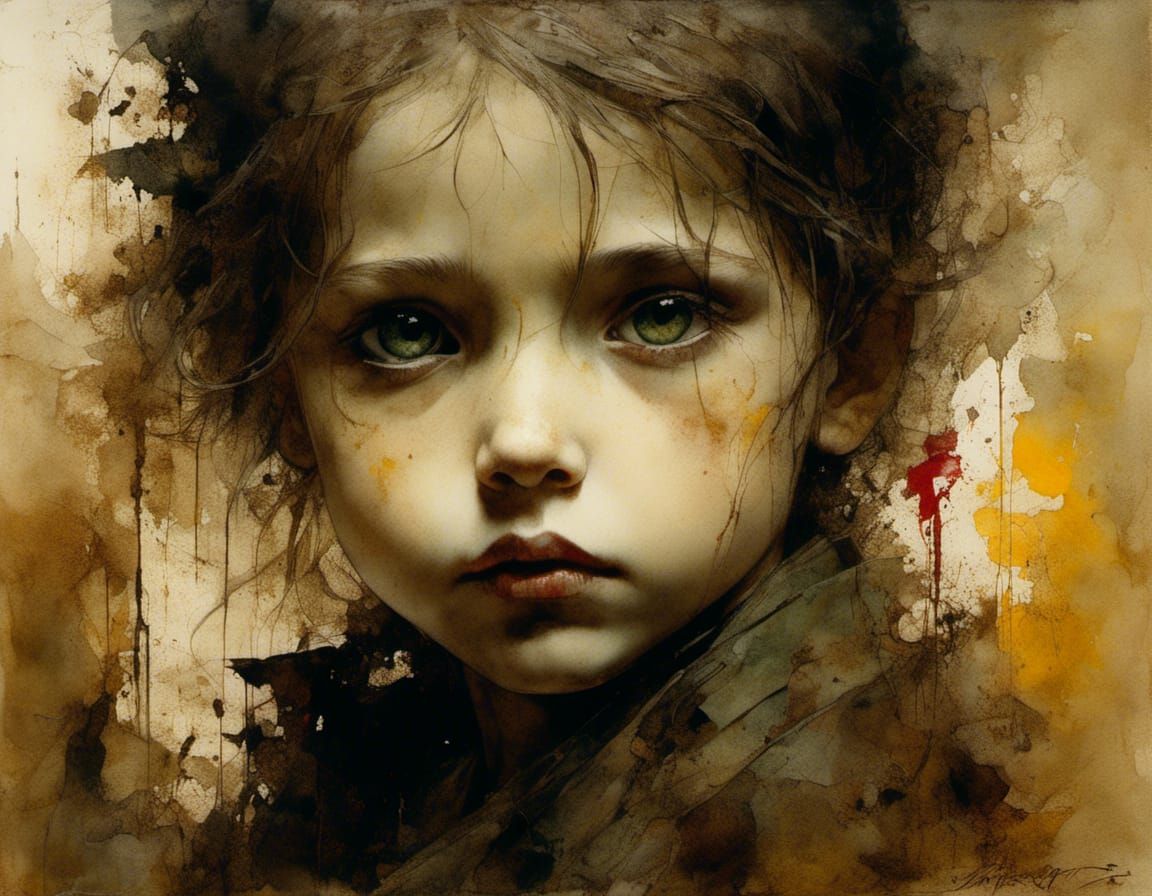 Sad Face in Sepia, Classical Art Style