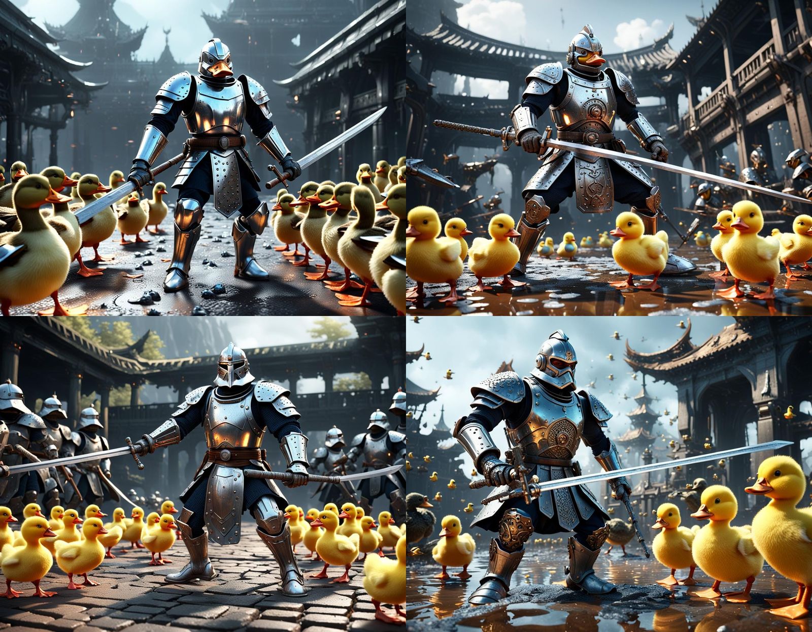 Sean Connery Battles Duckies with Broadsword in Sci-Fi Style