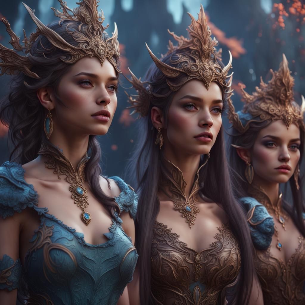 Beautiful Fantasy Girls in Detailed Matte Painting