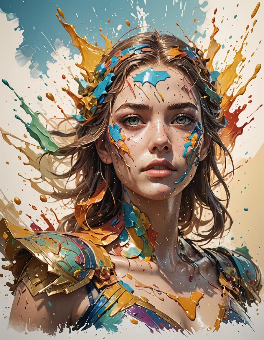 Detailed Hyperrealistic Portrait with Colorful Background