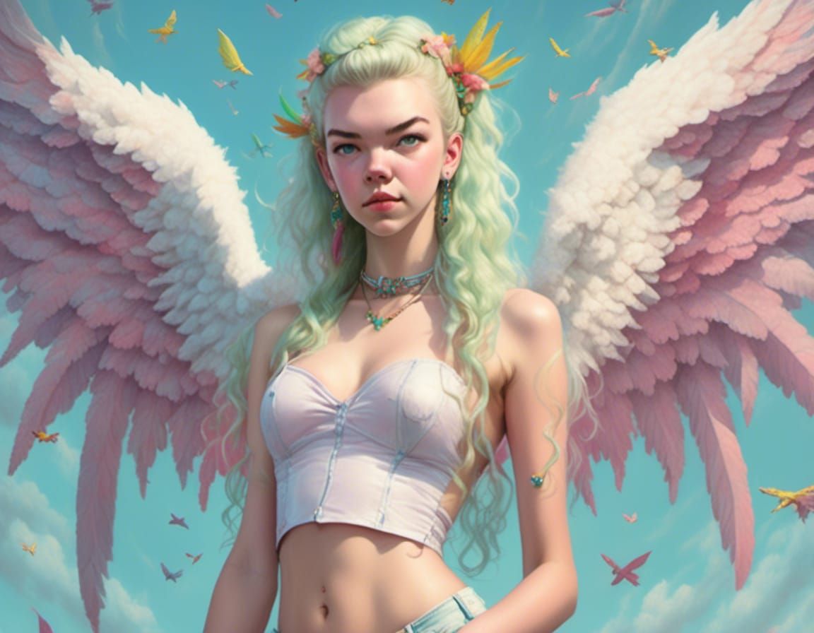 Margaritaville Angel with Pastel Rainbow Wings