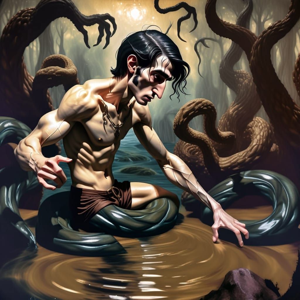 Surrealist Oil Painting of Vittorio and Octave Conversation