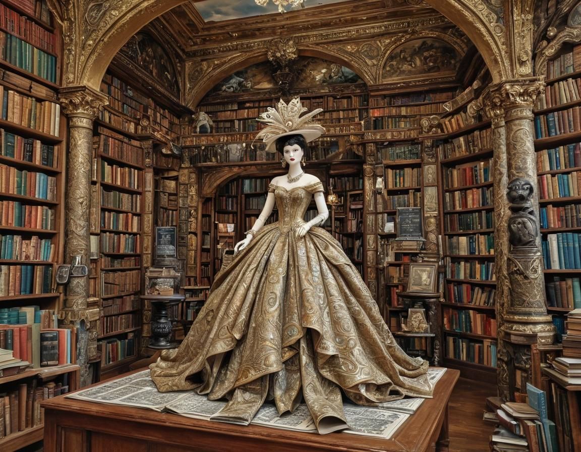 Couture Book Sculpture in Melodramatic Maximalism