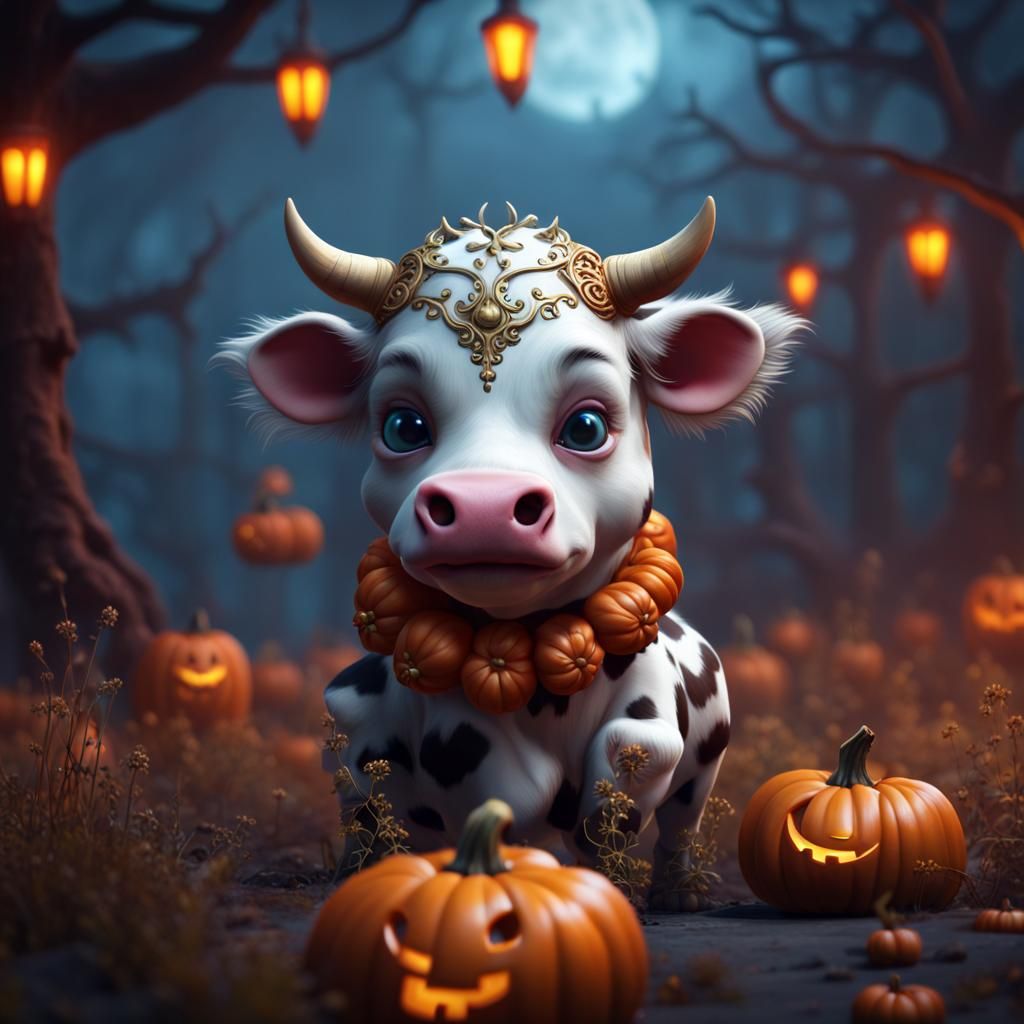 Halloween Baby Cow Fantasy Concept Art