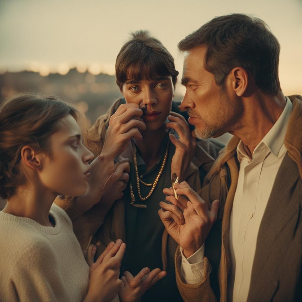 Cinematic Film Still: Woman Picking Her Nose