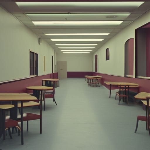 Liminal Cafeteria in Cosmic Dreamscape