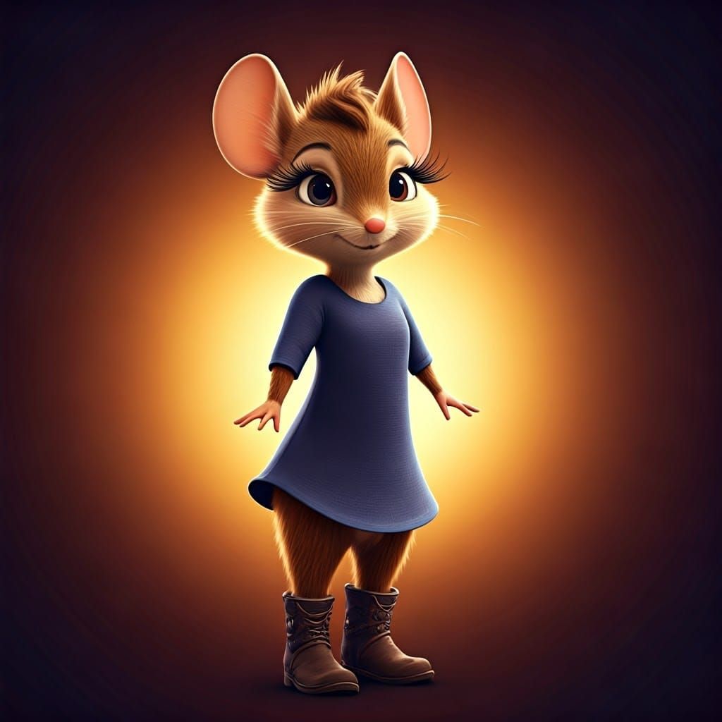 Whimsical Country Mouse in Vibrant 3D Digital Art