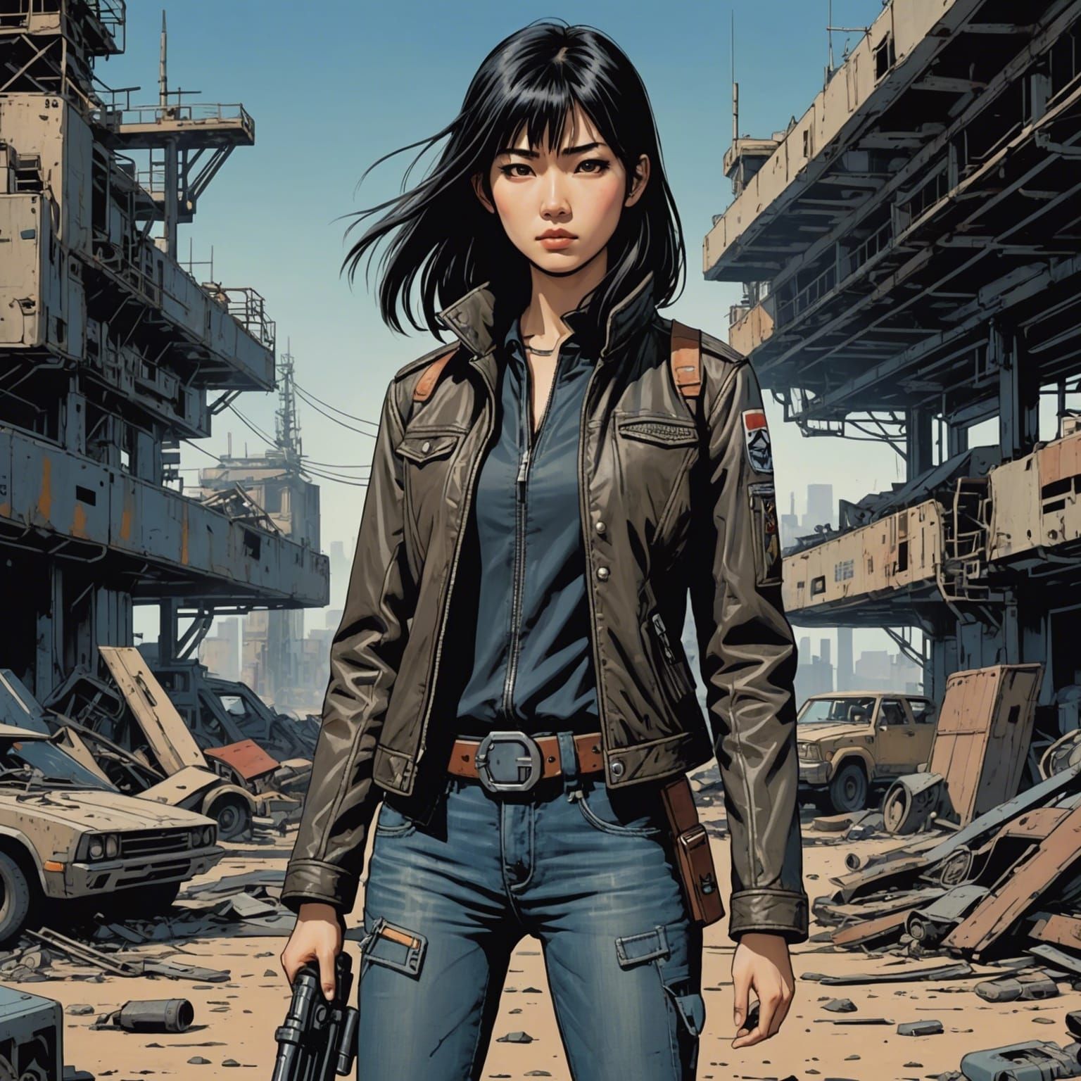 Post-Apocalyptic Gunfighter in Comic Book Style