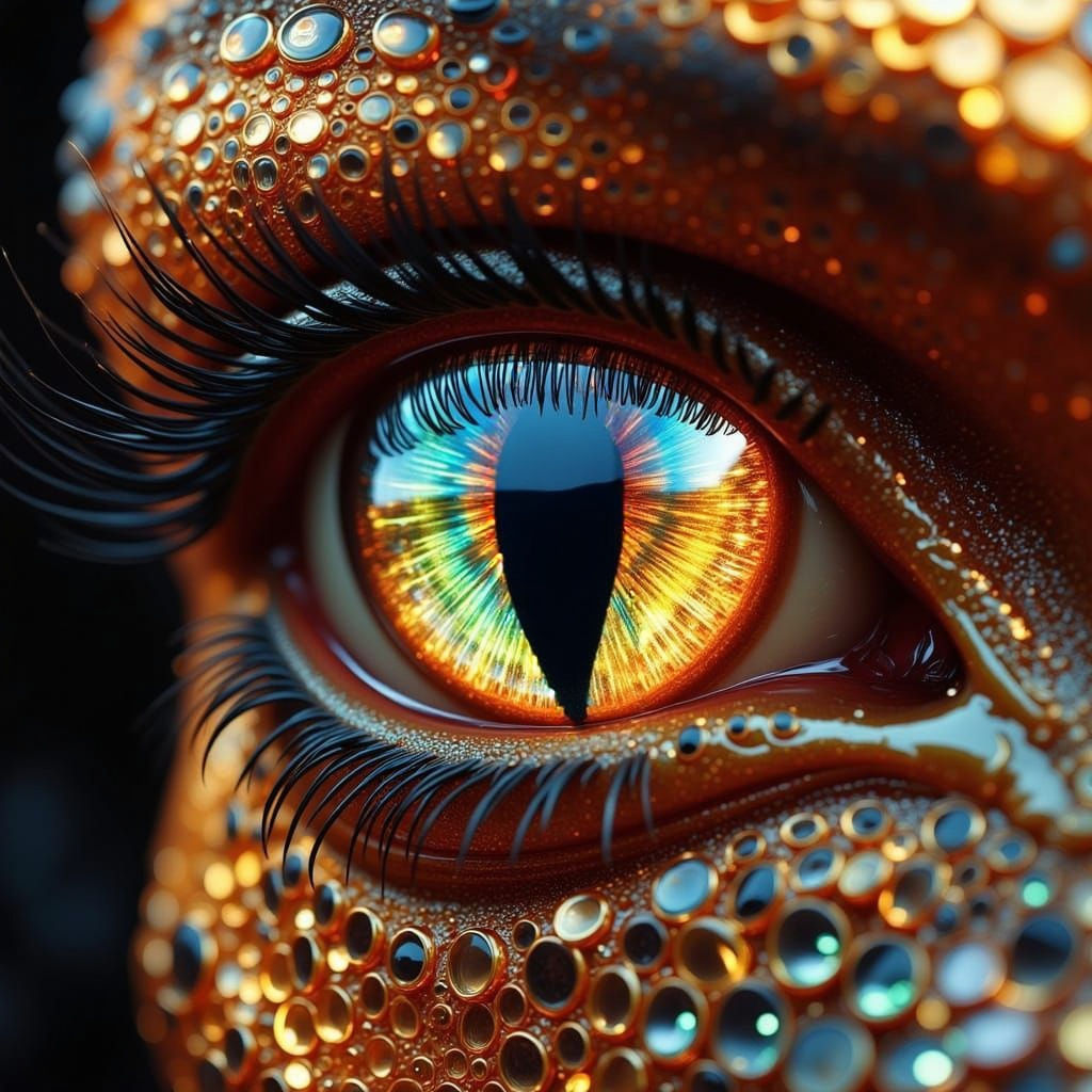 Shimmering Serpent Eye Diamond Pupil with Rainbow Iris