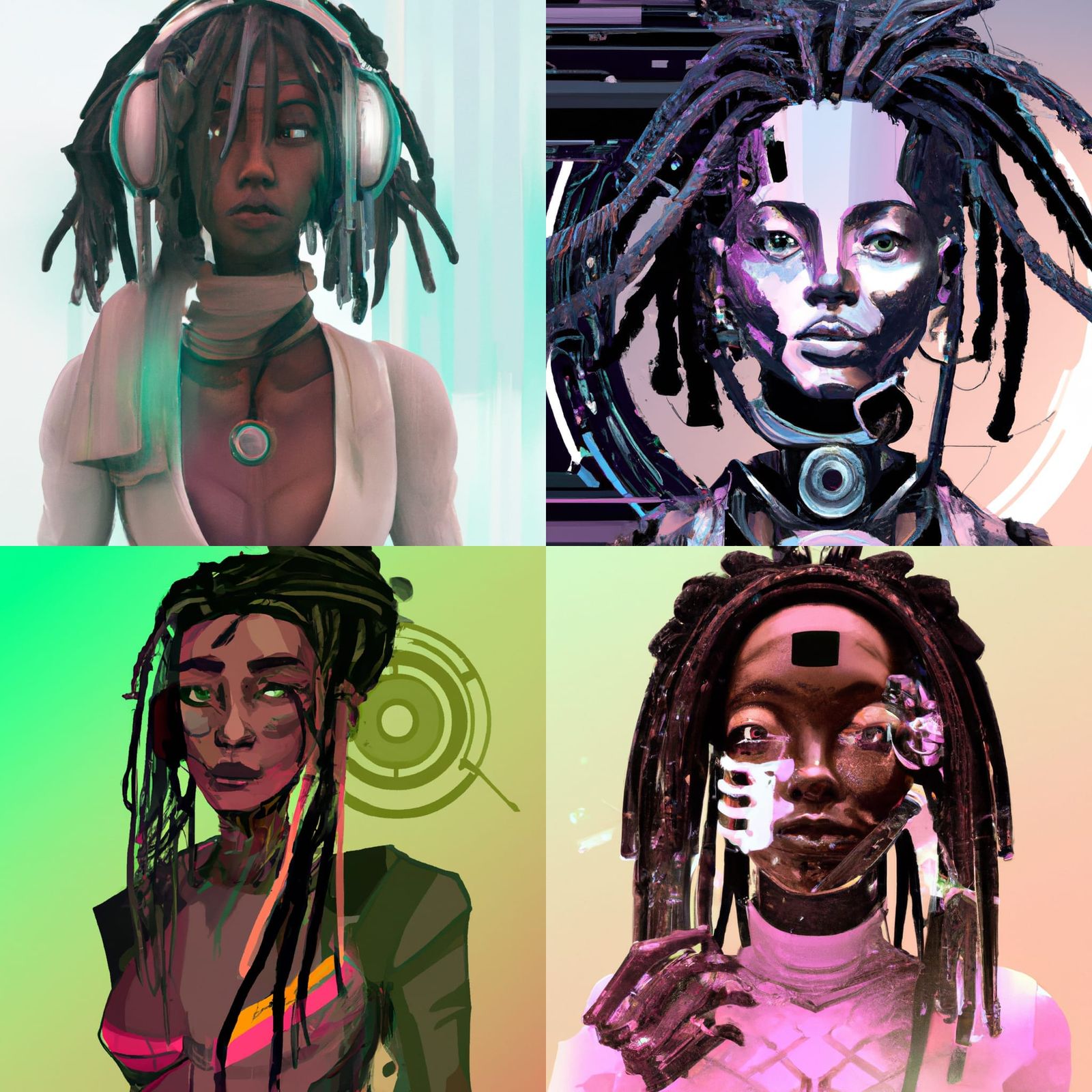 Biopunk Robot Woman with Dreadlocks