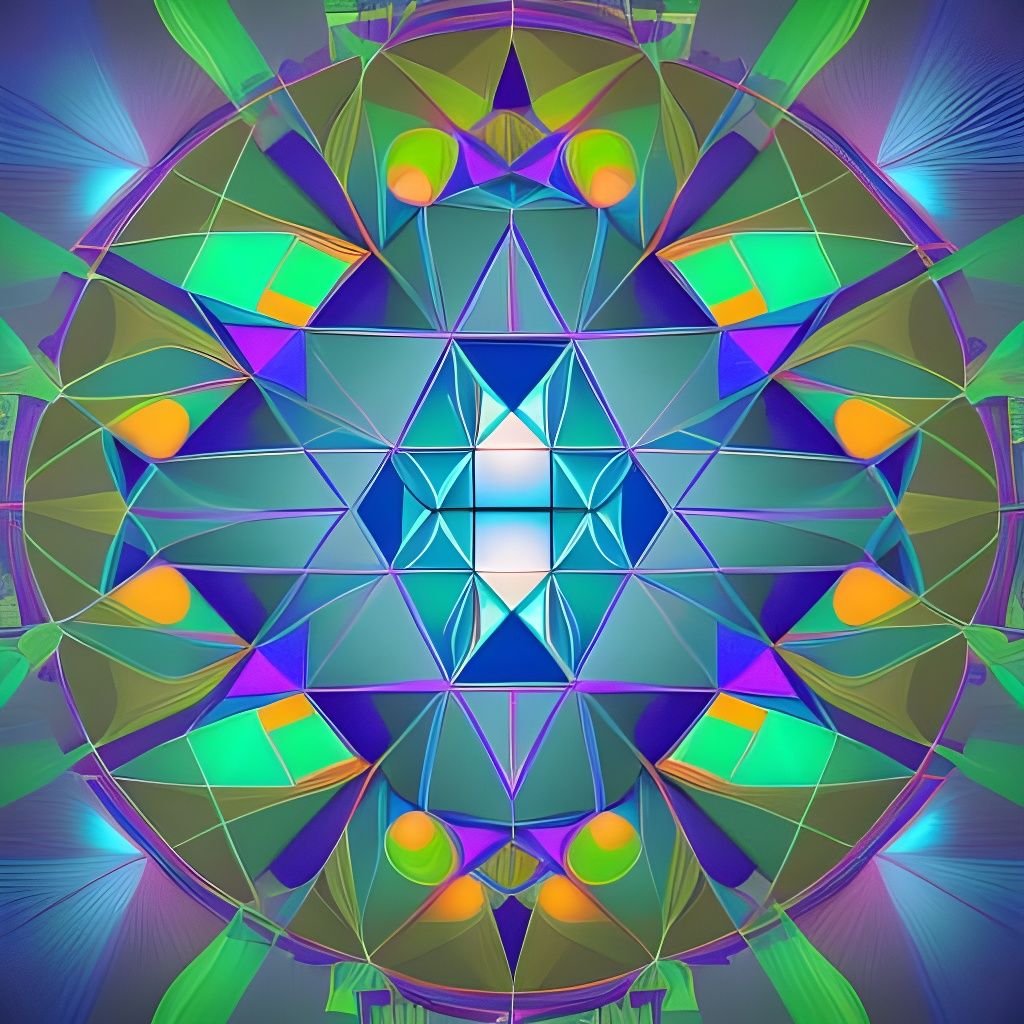 Psychedelic 3D Mandala in Abstract Geometric Style