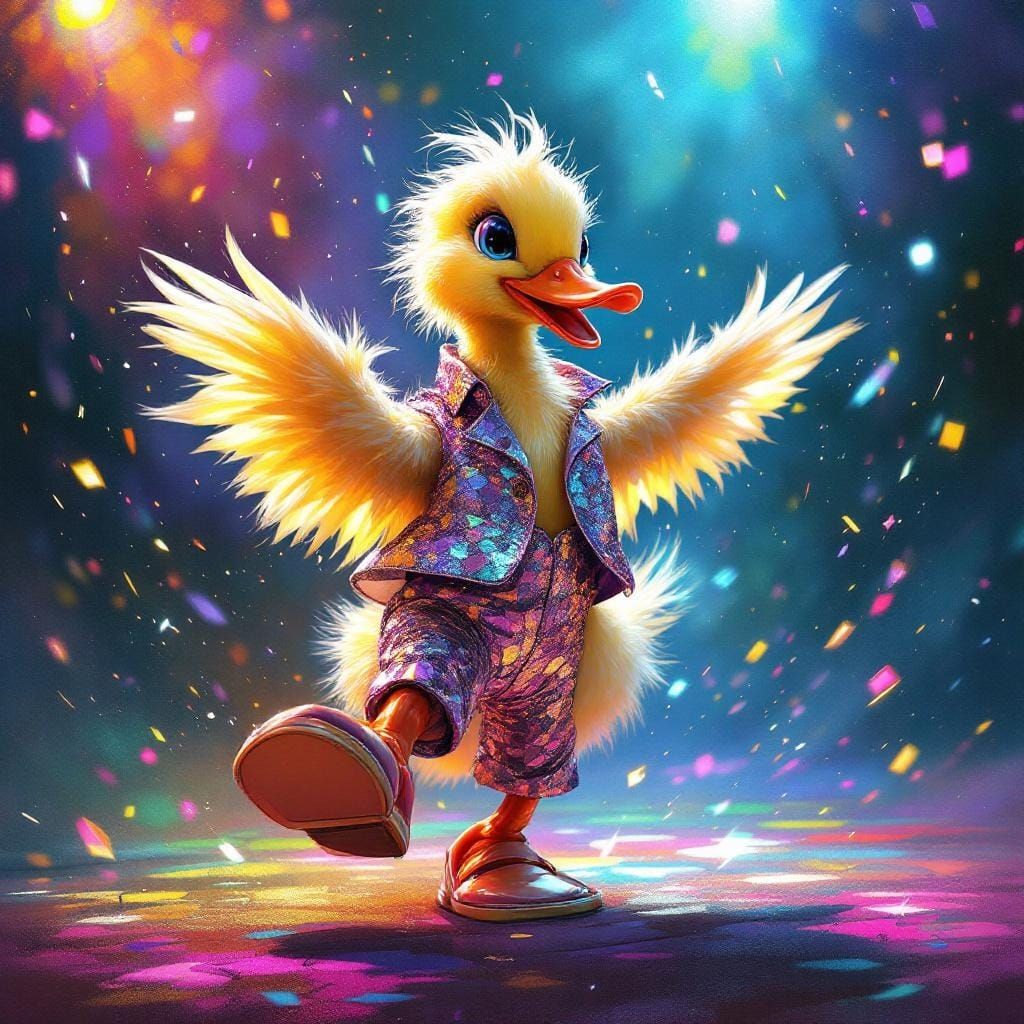 Duckling Disco Dancer in Digital Painting Style