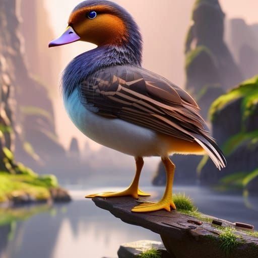Colorful Duck: 3D Digital Art in Disney Pixar Style