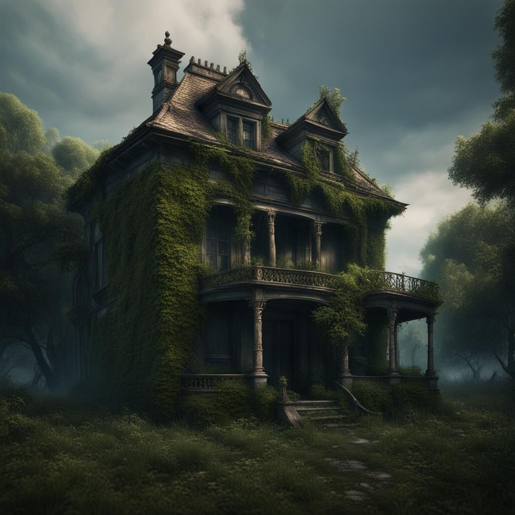 Eerie Old House in Detailed Matte Painting