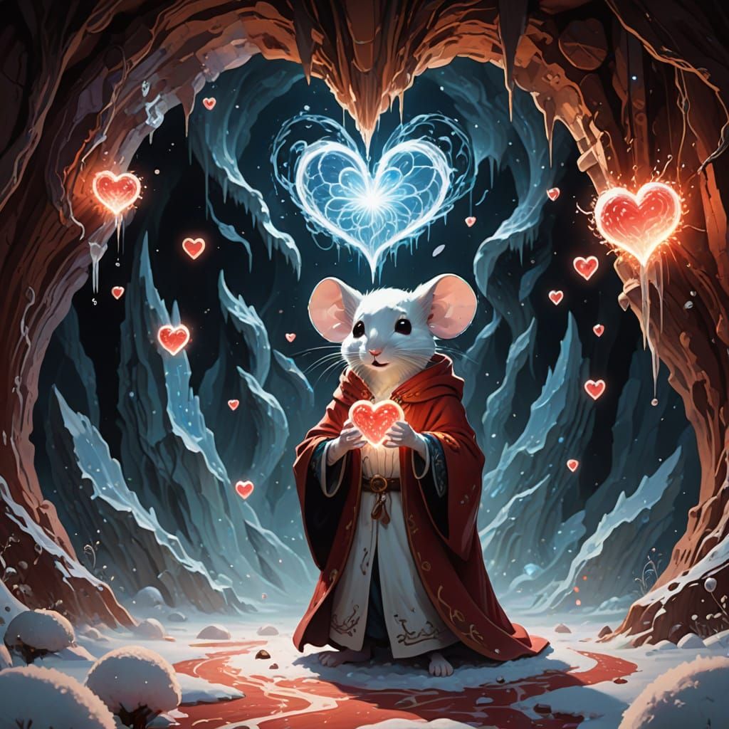 Glowing Heart Orb in Caverns, Animated Style