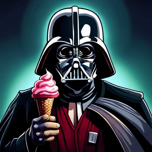 Darth Vader's Icy Treat: A Dark Fantasy Portrait